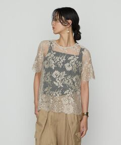 Precious Mild / プレシャスマイルド シャツ・ブラウス | 〔 +サイズ 〕 サフィランリバーレース大柄 ブラウス