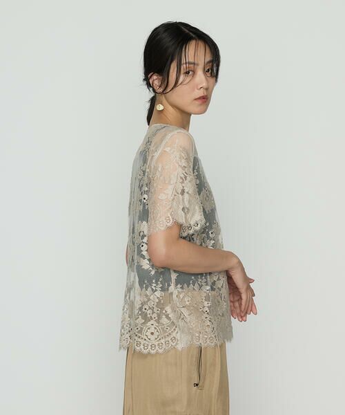 Precious Mild / プレシャスマイルド シャツ・ブラウス | 〔 +サイズ 〕 サフィランリバーレース大柄 ブラウス | 詳細2