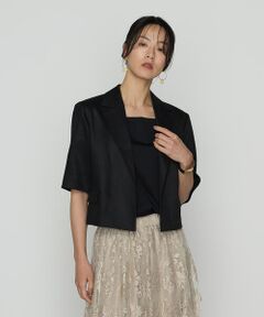 Precious Mild / プレシャスマイルド テーラードジャケット | 〔 +サイズ 〕 リネンサテン ショート丈テーラードジャケット