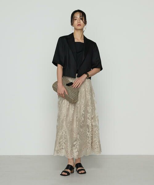 Precious Mild / プレシャスマイルド テーラードジャケット | 〔 +サイズ 〕 リネンサテン ショート丈テーラードジャケット | 詳細1