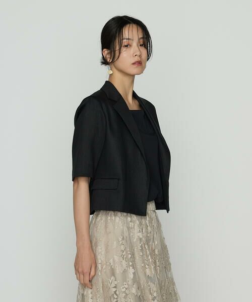 Precious Mild / プレシャスマイルド テーラードジャケット | 〔 +サイズ 〕 リネンサテン ショート丈テーラードジャケット | 詳細3