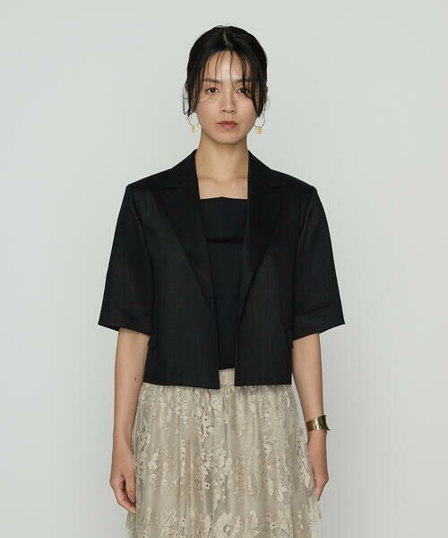 Precious Mild / プレシャスマイルド テーラードジャケット | 〔 +サイズ 〕 リネンサテン ショート丈テーラードジャケット | 詳細4
