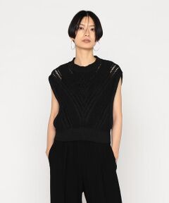 Precious Mild / プレシャスマイルド ニット・セーター | 〔 +サイズ 〕 透かしケーブル柄 ニットベスト