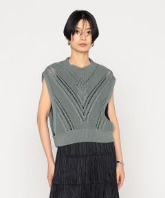 Precious Mild / プレシャスマイルド ニット・セーター | 〔 +サイズ 〕 透かしケーブル柄 ニットベスト