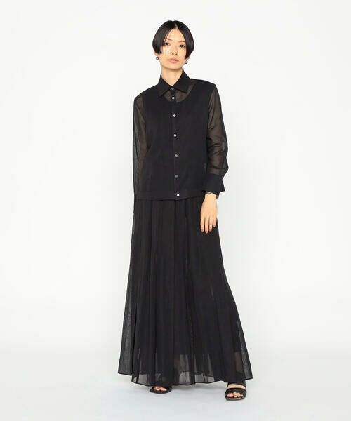 Precious Mild / プレシャスマイルド ロング・マキシ丈スカート | 100/2オーガンジー洗い加工 パイピングタックスカート | 詳細2