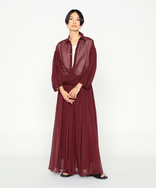 Precious Mild / プレシャスマイルド ロング・マキシ丈スカート | 100/2オーガンジー洗い加工 パイピングタックスカート | 詳細8