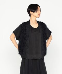 Precious Mild / プレシャスマイルド ブルゾン | 3Gメッシュ×天竺×ケーブル柄 メッシュ×ファーニットブルゾン