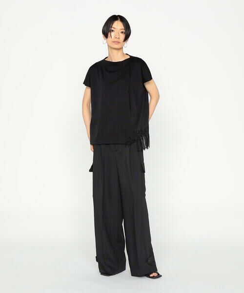 【Fforme】 QuincyウールTシャツ セール】 プレミアムスムース サイドフリンジ刺繍Tシャツ （T
