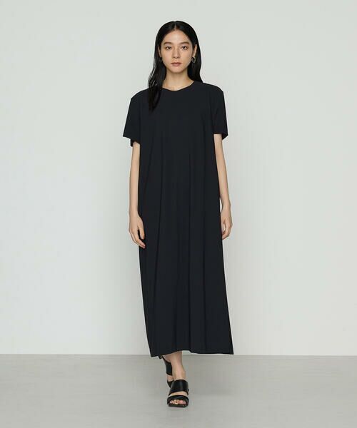 【レキップ】ワンピース　シャドーチェック　ボクシーシルエット　ブラック　３８ osharewalker ワンピース ロングワンピース レディース 七分袖