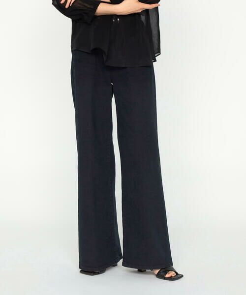 Precious Mild / プレシャスマイルド デニムパンツ | 11.5OZムラ染め糸左綾ストレッチデニム ワイドパンツ(05:ブラック)