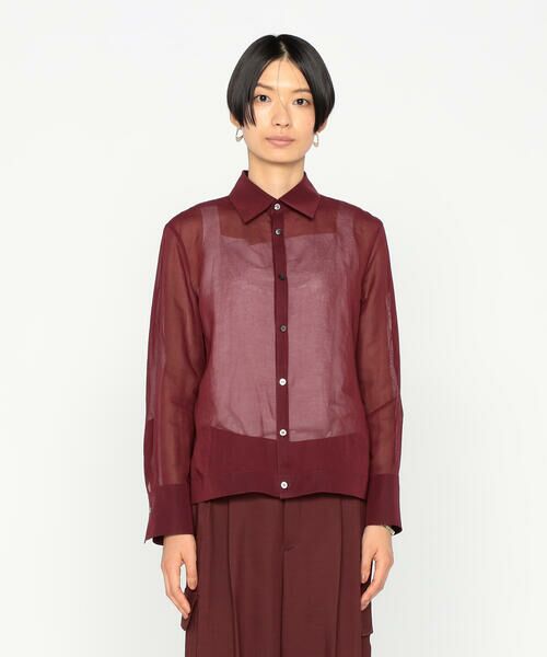 Precious Mild / プレシャスマイルド シャツ・ブラウス | 〔 +サイズ 〕 100／2オーガンジー洗い加工 ショートシャツ | 詳細8