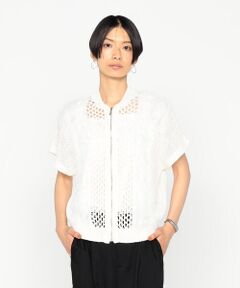 Precious Mild / プレシャスマイルド ブルゾン | 〔 +サイズ 〕 3Gメッシュ×天竺×ケーブル柄 メッシュ×ファーニットブルゾン