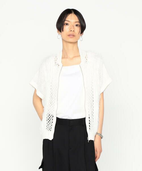 Precious Mild / プレシャスマイルド ブルゾン | 〔 +サイズ 〕 3Gメッシュ×天竺×ケーブル柄 メッシュ×ファーニットブルゾン | 詳細3