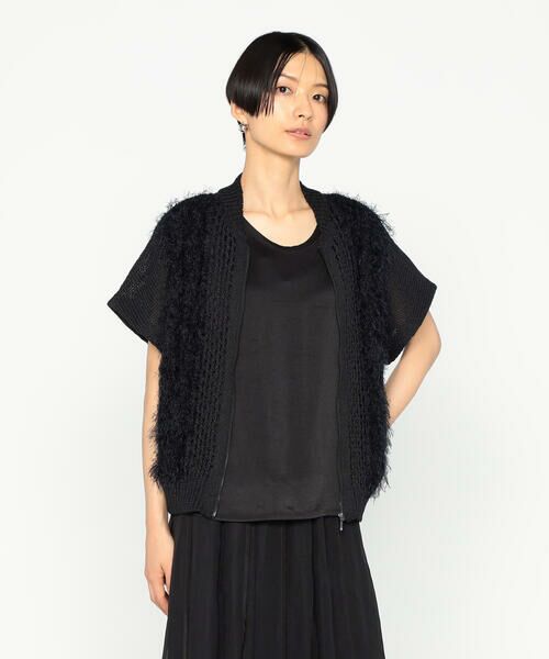 Precious Mild / プレシャスマイルド ブルゾン | 〔 +サイズ 〕 3Gメッシュ×天竺×ケーブル柄 メッシュ×ファーニットブルゾン | 詳細7