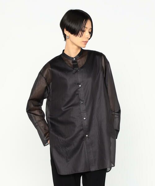 Precious Mild / プレシャスマイルド シャツ・ブラウス | 〔 +サイズ 〕 ボーダーオーガンジー シャツ | 詳細2