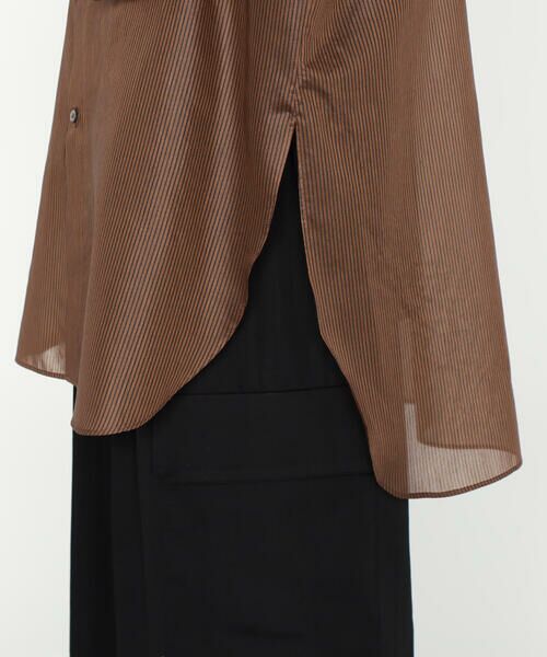 Precious Mild / プレシャスマイルド シャツ・ブラウス | 〔 +サイズ 〕 ボーダーオーガンジー シャツ | 詳細11