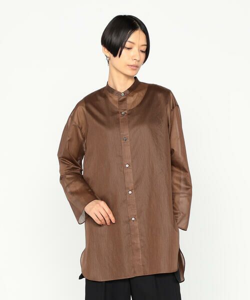 Precious Mild / プレシャスマイルド シャツ・ブラウス | 〔 +サイズ 〕 ボーダーオーガンジー シャツ | 詳細5