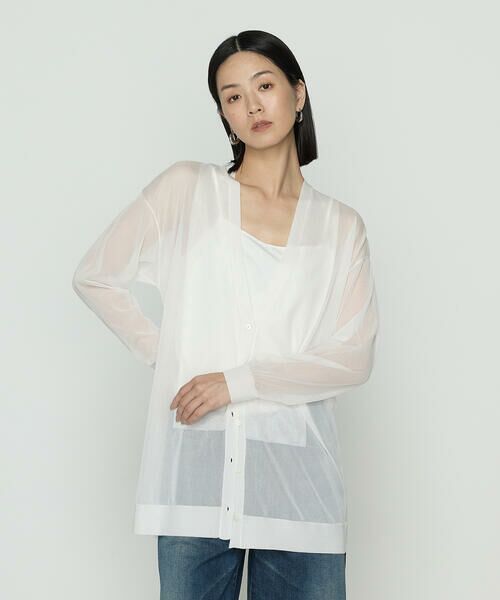Precious Mild / プレシャスマイルド カーディガン・ボレロ | シアーVネック カーディガン(01:ホワイト)