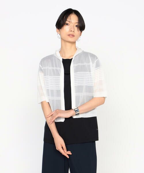 Precious Mild / プレシャスマイルド カーディガン・ボレロ | ボーダーニット ショートパーカ(01:ホワイト)