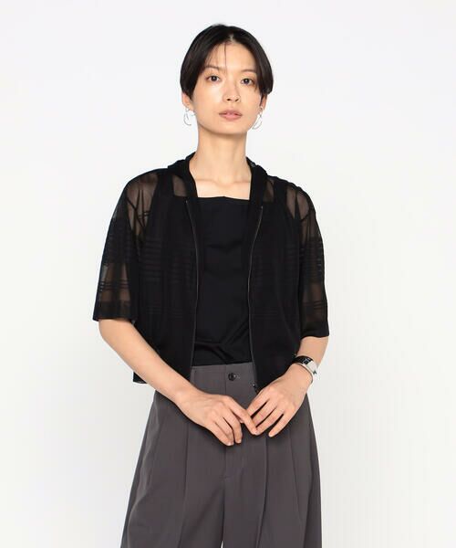 Precious Mild / プレシャスマイルド カーディガン・ボレロ | ボーダーニット ショートパーカ(05:ブラック)