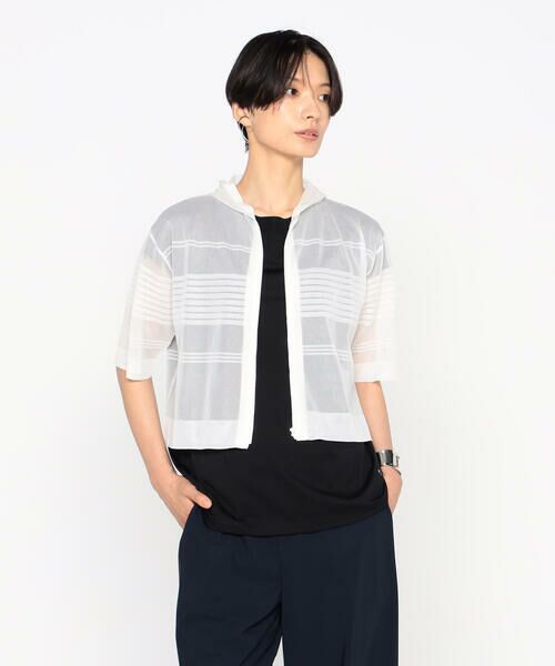 Precious Mild / プレシャスマイルド カーディガン・ボレロ | 〔 +サイズ 〕 ボーダーニット ショートパーカ | 詳細4