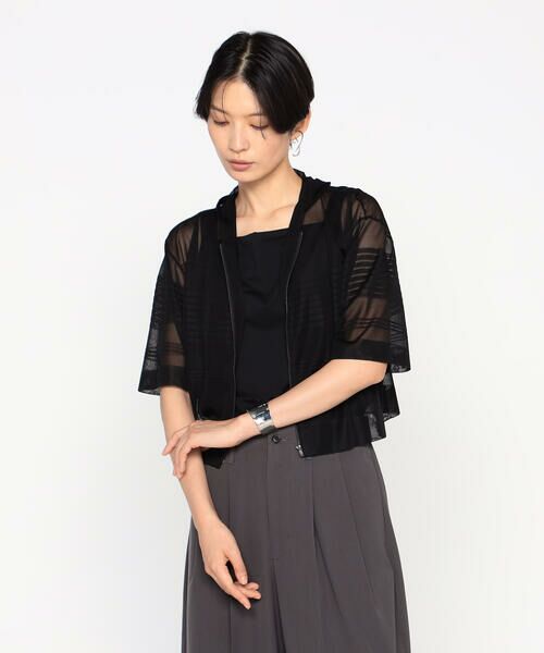 Precious Mild / プレシャスマイルド カーディガン・ボレロ | 〔 +サイズ 〕 ボーダーニット ショートパーカ | 詳細16