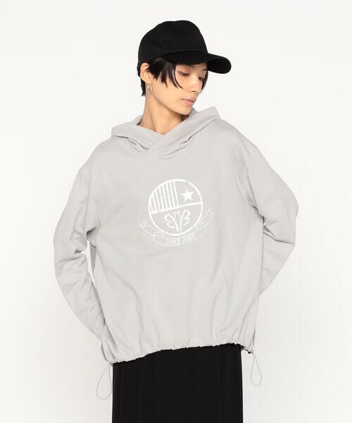 Precious Mild / プレシャスマイルド カットソー | エンブレムプリント フーディープルオーバー(03:ライトグレー)