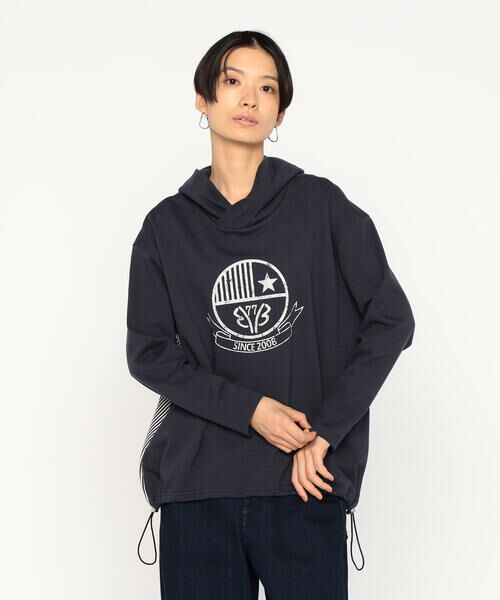 Precious Mild / プレシャスマイルド カットソー | エンブレムプリント フーディープルオーバー(09:ネイビー)