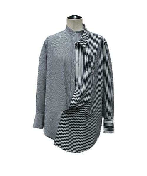 Precious Mild / プレシャスマイルド シャツ・ブラウス | ストライプコンビ ダブルフロントシャツ | 詳細1