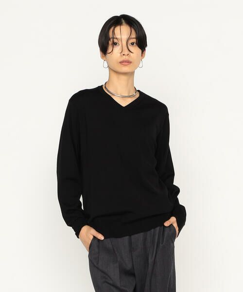 Precious Mild / プレシャスマイルド ニット・セーター | 〔 +サイズ 〕 バックレースライン ニットプルオーバー（05:ブラック）