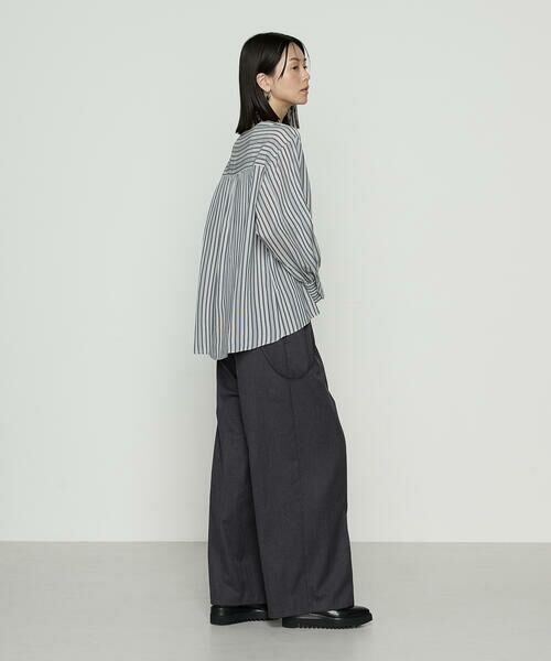 Precious Mild / プレシャスマイルド シャツ・ブラウス | 〔 +サイズ 〕 モノトーンストライプ シャツ | 詳細2