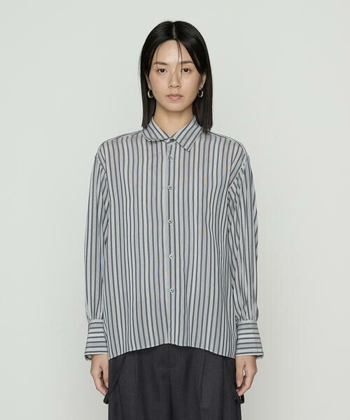 Precious Mild / プレシャスマイルド シャツ・ブラウス | 〔 +サイズ 〕 モノトーンストライプ シャツ | 詳細6