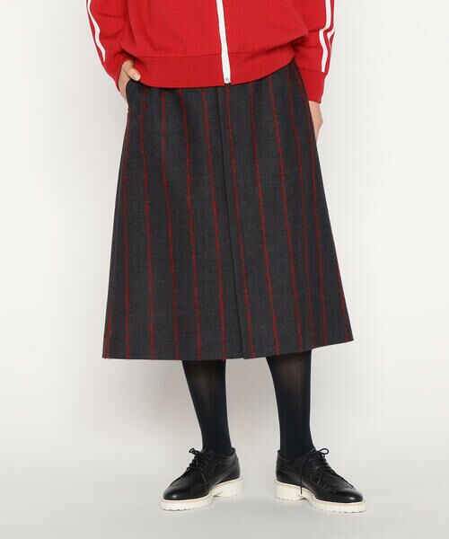Precious Mild / プレシャスマイルド ロング・マキシ丈スカート | REGGIANIストライプ スカート(08:チャコール)