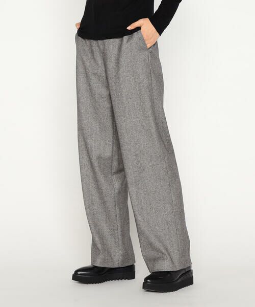 Precious Mild / プレシャスマイルド その他パンツ | シックツイードヘリンボーン ワイドパンツ(09:ネイビー)