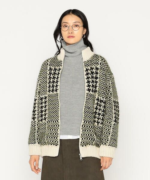 Precious Mild / プレシャスマイルド ブルゾン | 〔 +サイズ 〕 グレンチェック柄 ニットブルゾン | 詳細3