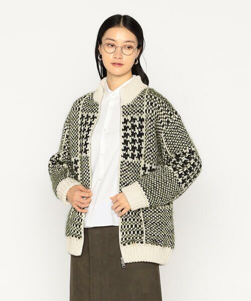 Precious Mild / プレシャスマイルド ブルゾン | 〔 +サイズ 〕 グレンチェック柄 ニットブルゾン | 詳細4