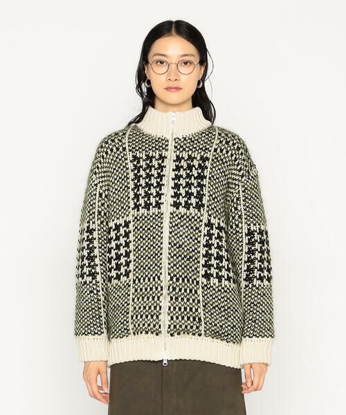 Precious Mild / プレシャスマイルド ブルゾン | 〔 +サイズ 〕 グレンチェック柄 ニットブルゾン | 詳細5