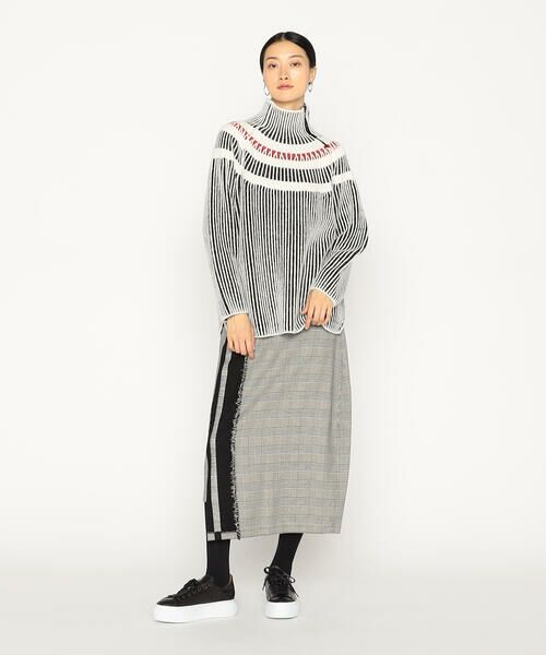 Precious Mild / プレシャスマイルド ニット・セーター | 求心柄 配色ライン入り ニットプルオーバー | 詳細1