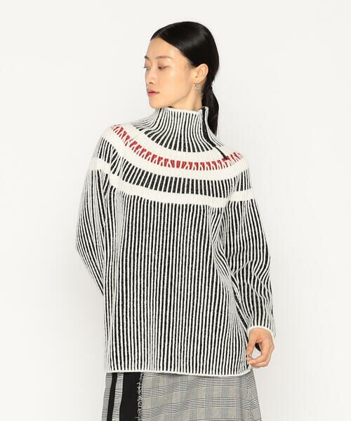 Precious Mild / プレシャスマイルド ニット・セーター | 求心柄 配色ライン入り ニットプルオーバー | 詳細2