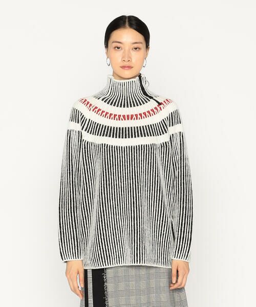 Precious Mild / プレシャスマイルド ニット・セーター | 求心柄 配色ライン入り ニットプルオーバー | 詳細3