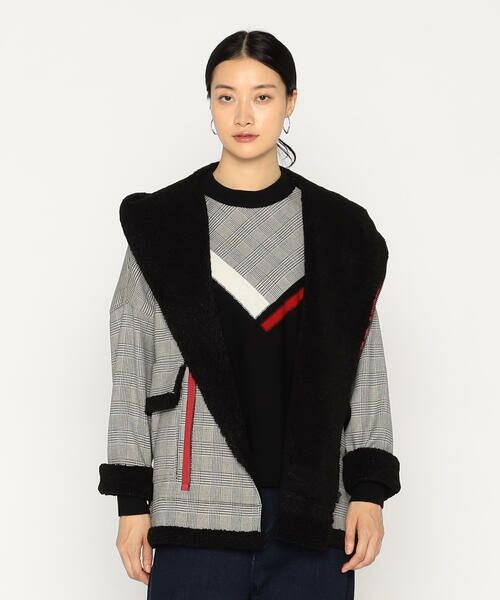 Precious Mild / プレシャスマイルド ブルゾン | 裏起毛グレンチェック フードブルゾン（05:ブラック）