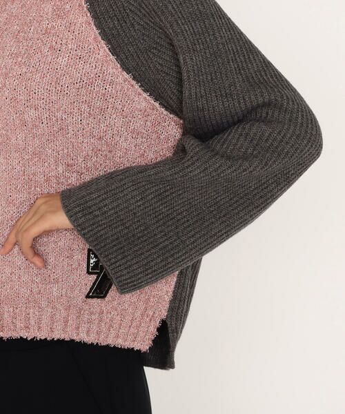Precious Mild / プレシャスマイルド ニット・セーター | ピンクブークレ×グレーニット プルオーバー | 詳細10