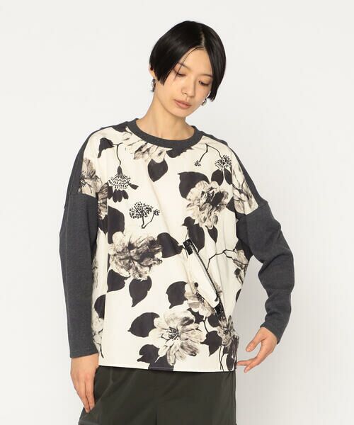 Precious Mild / プレシャスマイルド カットソー | ヴィンテージフラワープリント プルオーバー（05:ブラック）