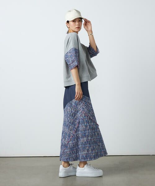 Precious Mild / プレシャスマイルド ロング・マキシ丈スカート | ブルーツイード ロングスカート | 詳細1