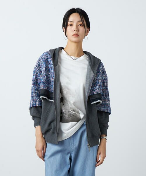 Precious Mild / プレシャスマイルド ブルゾン | ブルーツイード フードブルゾン | 詳細10