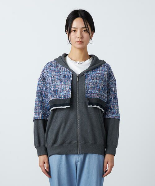Precious Mild / プレシャスマイルド ブルゾン | ブルーツイード フードブルゾン | 詳細11