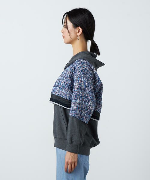Precious Mild / プレシャスマイルド ブルゾン | ブルーツイード フードブルゾン | 詳細12