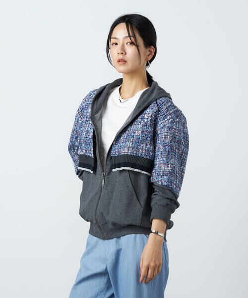 Precious Mild / プレシャスマイルド ブルゾン | ブルーツイード フードブルゾン | 詳細7