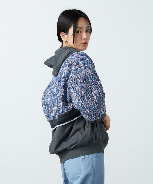 Precious Mild / プレシャスマイルド ブルゾン | ブルーツイード フードブルゾン | 詳細8