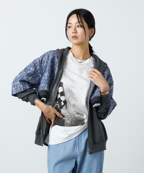Precious Mild / プレシャスマイルド ブルゾン | ブルーツイード フードブルゾン | 詳細9